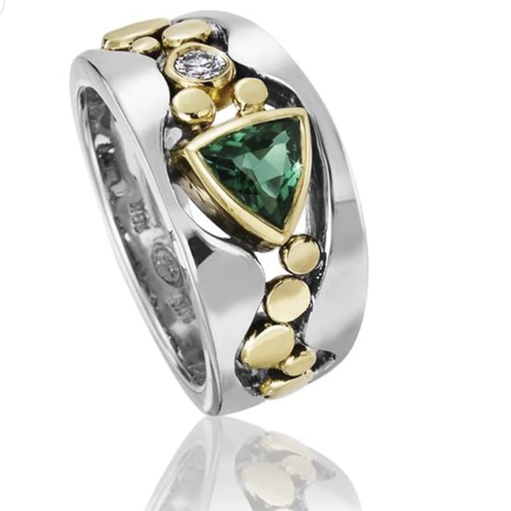 Emerald Green / Gemstone / Statement / Ring / Sil… - image 2